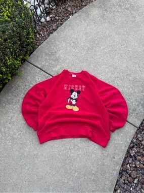 Vintage 90s Disney Store Mickey Mouse Oversized Boxy Fleece Crew Neck Size Large